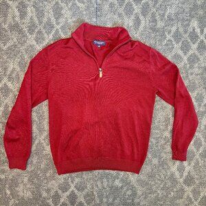 Roundtree & Yorke Red Knit Sweater | Mens M | Zipper Pullover Outdoor